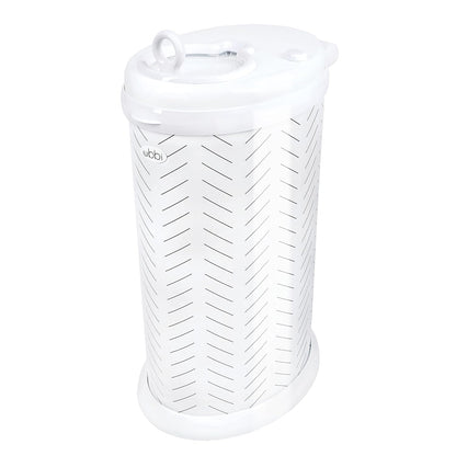 Ubbi Steel Diaper Pail, Odor Locking, No Special Bag Required, Award-Winning, Registry Must-Have, Herringbone