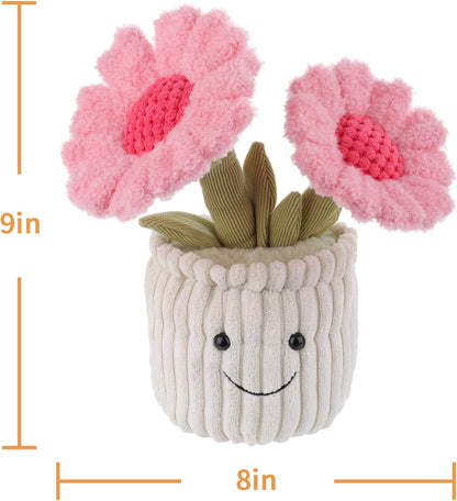 Apricot Lamb Soft Sunflower Plant Plush Toy, Stuffed Pink Flower Pot, Kawaii Plushie for Kids, 9"