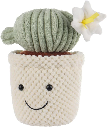 Apricot Lamb Soft Cactus Ball Plant Plush Toy, Stuffed Green Pot, Kawaii Plushie for Kids, 8"