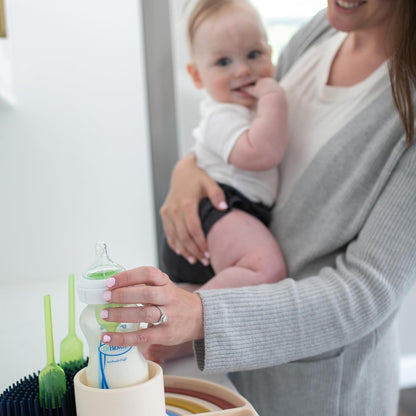 Dr. Brown'S 2-In-1 Dry & Prep Silicone Mat, Silicone Baby Bottle Drying Mat with Removable Pegs for Baby Essentials, Built-In Bottle Prep, Bpa-Free