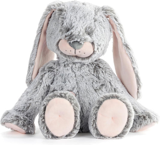 DEMDACO Luxurious Baby 9.5 X 8.5 Inch Polyester, Ultra Soft Plush, Cuddly, Toy, Stuffed Animal, Pink and Grey, Bunny Rabbit