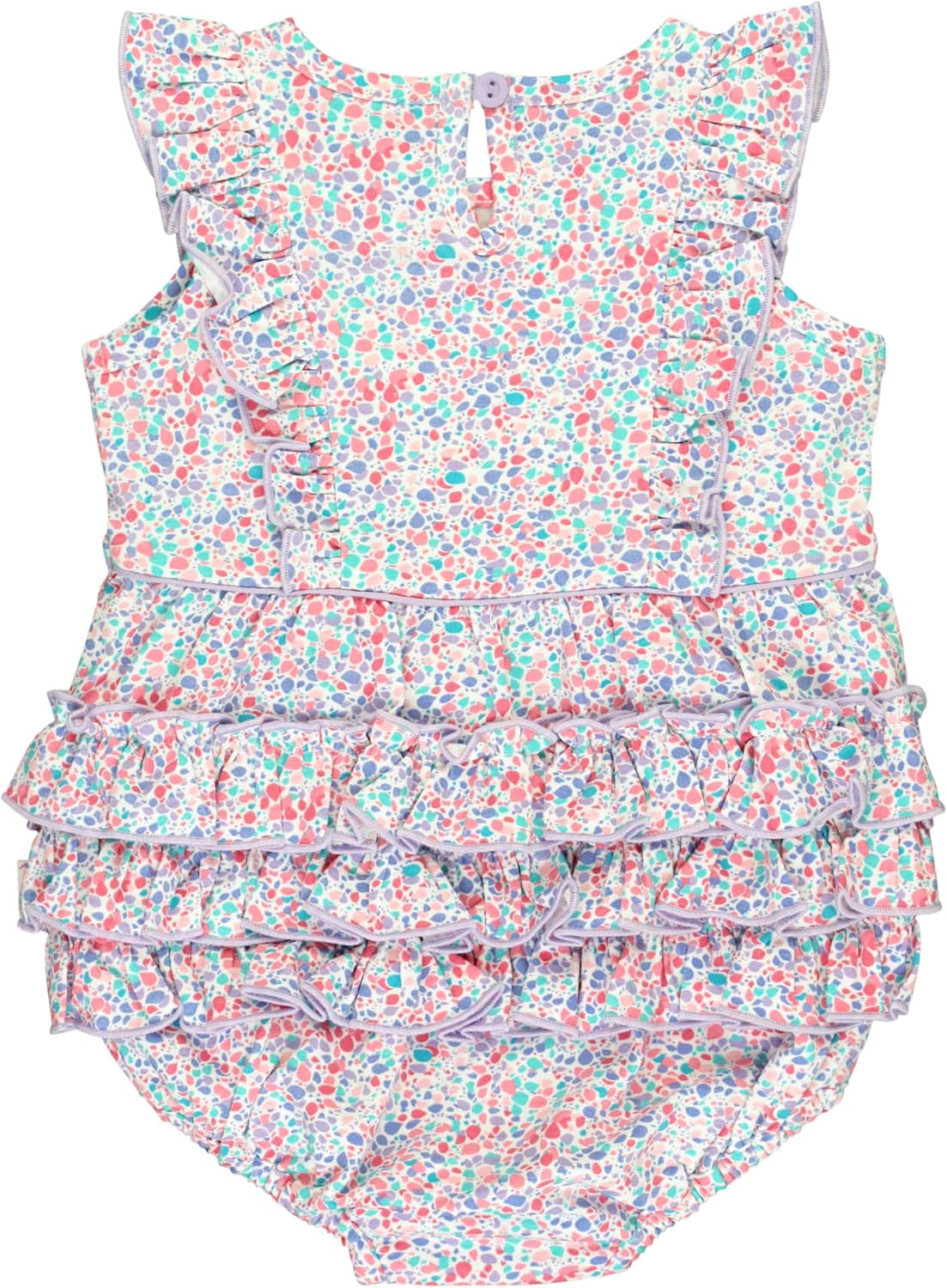 Rufflebutts® Baby/Toddler Girls Light Wash Denim Bow-Front Bubble Romper