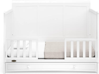 Graco Asheville 5-In-1 Convertible Crib with Drawer (White) – GREENGUARD Gold Certified, Crib with Drawer Combo, Full-Size Nursery Storage Drawer, Converts to Toddler Bed, Daybed and Full-Size Bed