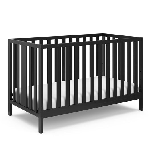 Storkcraft Pacific 5-In-1 Convertible Crib - (Black) – Converts from Baby Crib to Toddler Bed, Daybed and Full-Size Bed, Fits Standard Full-Size Crib Mattress, Adjustable Mattress Support Base