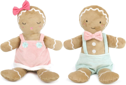 MON AMI Gingerbread Boy & Girl Couple Dolls – 12” Each, Gingerbread Man Plush Toys, Christmas Tree Gifts, Great for Children