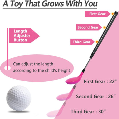 Iplay, Ilearn Girl Golf Toys Set for 3 4 Year Olds, Toddler Outdoor Sport Gift, Kids Pink outside Playset W/Left Right Club Head 15 Balls Unicorn Sticker, Active Birthday Gifts for Age 5 6 7 8 Child