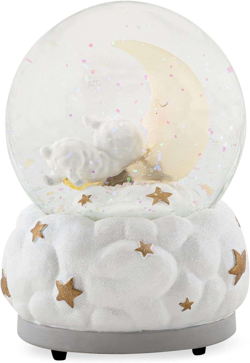 Lamb and Moon Bless Musical Snow Globe Plays Tune Twinkle Twinkle Little Star