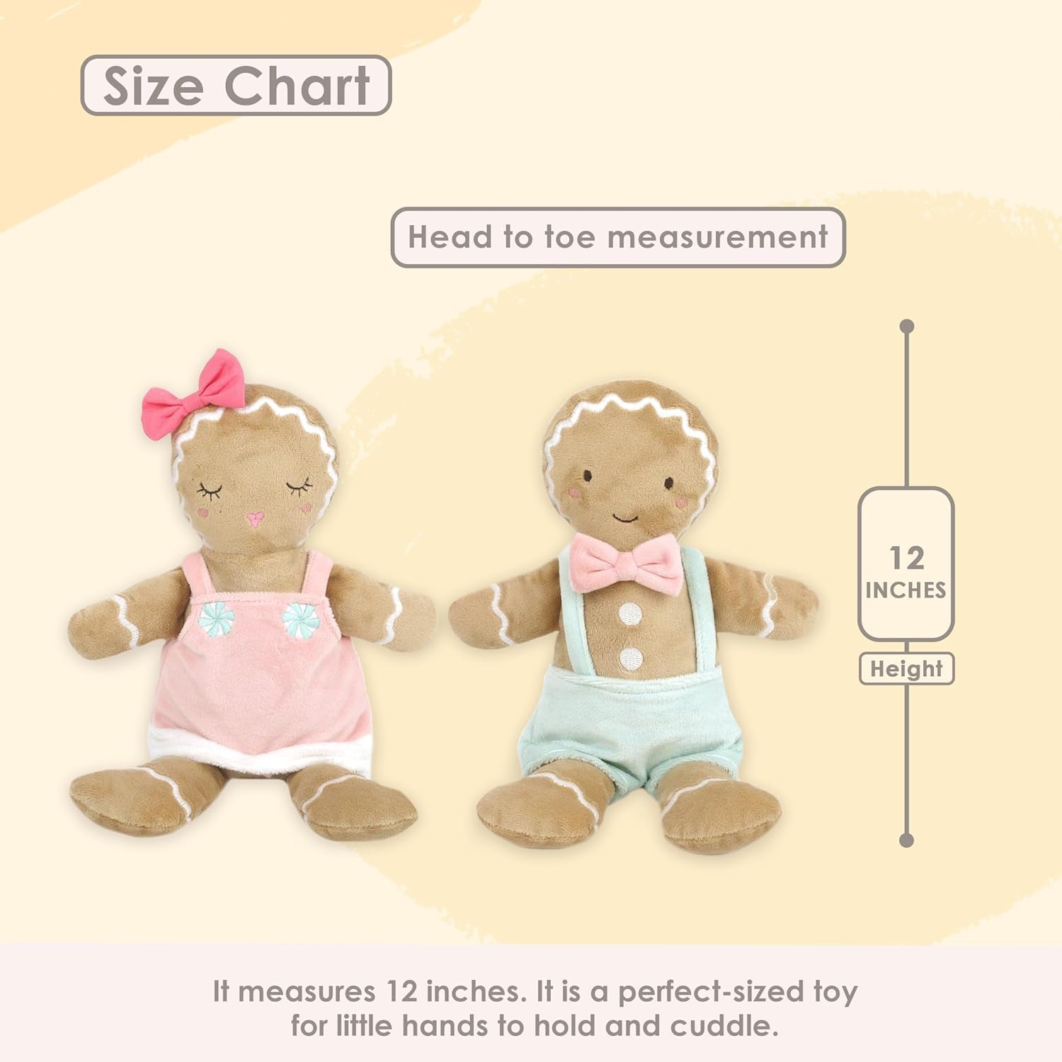 MON AMI Gingerbread Boy & Girl Couple Dolls – 12” Each, Gingerbread Man Plush Toys, Christmas Tree Gifts, Great for Children