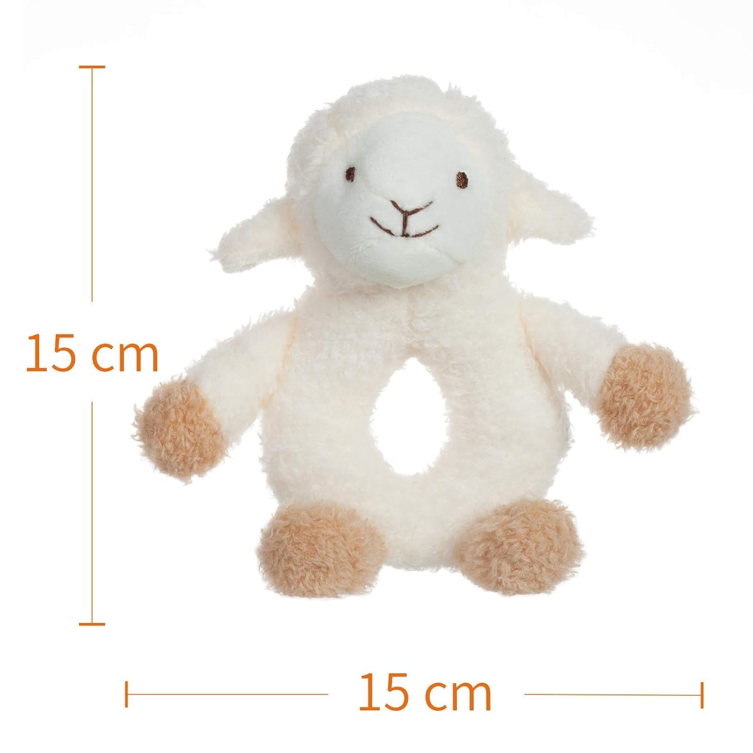 Apricot Lamb Baby Lovey Lamb Soft Rattle Toy, Plush Stuffed Animal for Newborn Soft Hand Grip Shaker over 0 Months (Cream Lamb, 6 Inches)