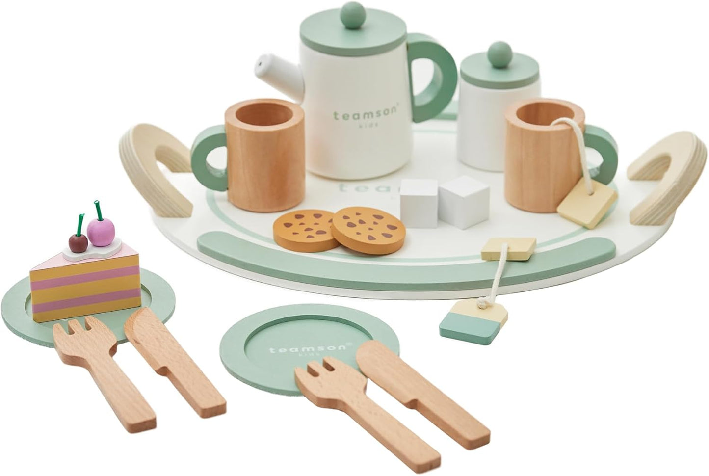 Teamson Kids Little Chef Frankfurt 11-Pc. Wooden Play Kitchen Toaster Accessory Set with Pretend Food and Utensils