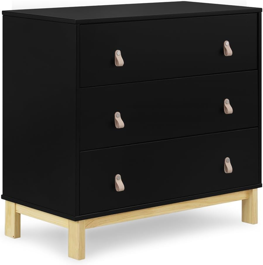 Delta Children Legacy W Leather Pulls Dresser, Ebony/Natural