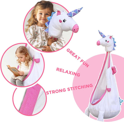 Iplay, Ilearn Kids Pod Swing Set, Toddler Girl Unicorn Swing Toys, Child Porch Hammock, Hanging Tree Tent for Indoor Outdoor Backyard Playground, Sensory Birthday Autism Gift Kit 3 4 5 6 7 8 Years Old