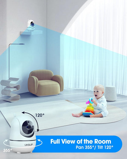 Baby Monitor with 4 Cameras and Audio - 5” Display Video Baby Monitor with 30 Hours Battery Life, Remote Pan & Tilt, 2X Zoom,Auto Night Vision, 2 Way Talk, Temperature Sensor,Lullabies,960 Feet Range