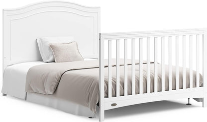 Graco Paris 4-In-1 Convertible Crib (White) - GREENGUARD Gold Certified, Converts to Toddler Bed, Daybed and Full Bed, Fits Standard Crib Mattress, Adjustable Mattress Base