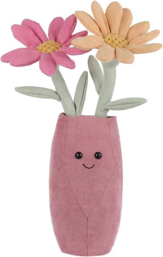 Apricot Lamb Calliopsis Vase Plush Stuffed Animals for Kids, Soft Cute Plush Toys for Baby Girl and Boy, Fluffy Calliopsis Vase Pink 13.8 Inches