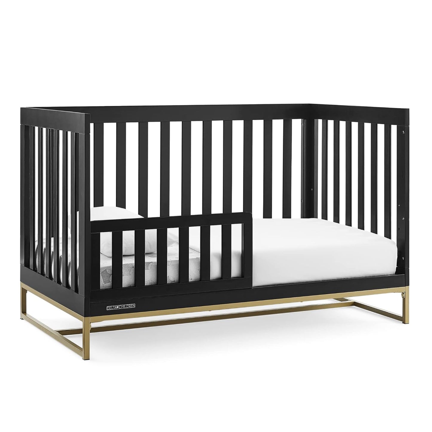 Delta Children Jade 4-In-1 Convertible Crib - Greenguard Gold Certified, Ebony/Bronze