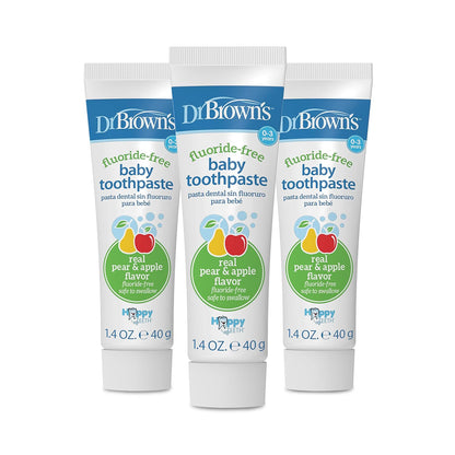 Dr. Brown'S Fluoride-Free Baby Toothpaste, Infant & Toddler Oral Care, Mixed Fruit, 3-Pack, 1.4Oz/40G, 0-3 Years