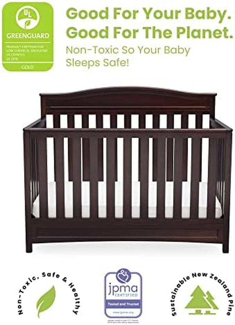 Delta Children Emery 4-In-1 Convertible Baby Crib - Greenguard Gold Certified, Dark Chocolate