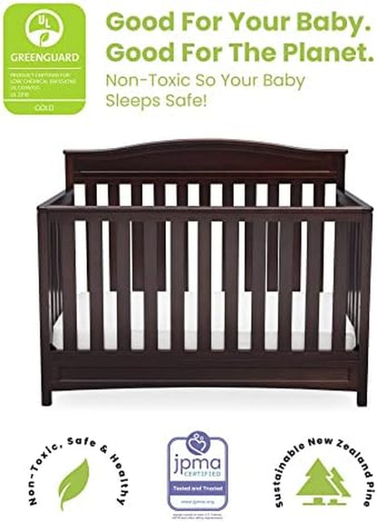 Delta Children Emery 4-In-1 Convertible Baby Crib - Greenguard Gold Certified, Dark Chocolate