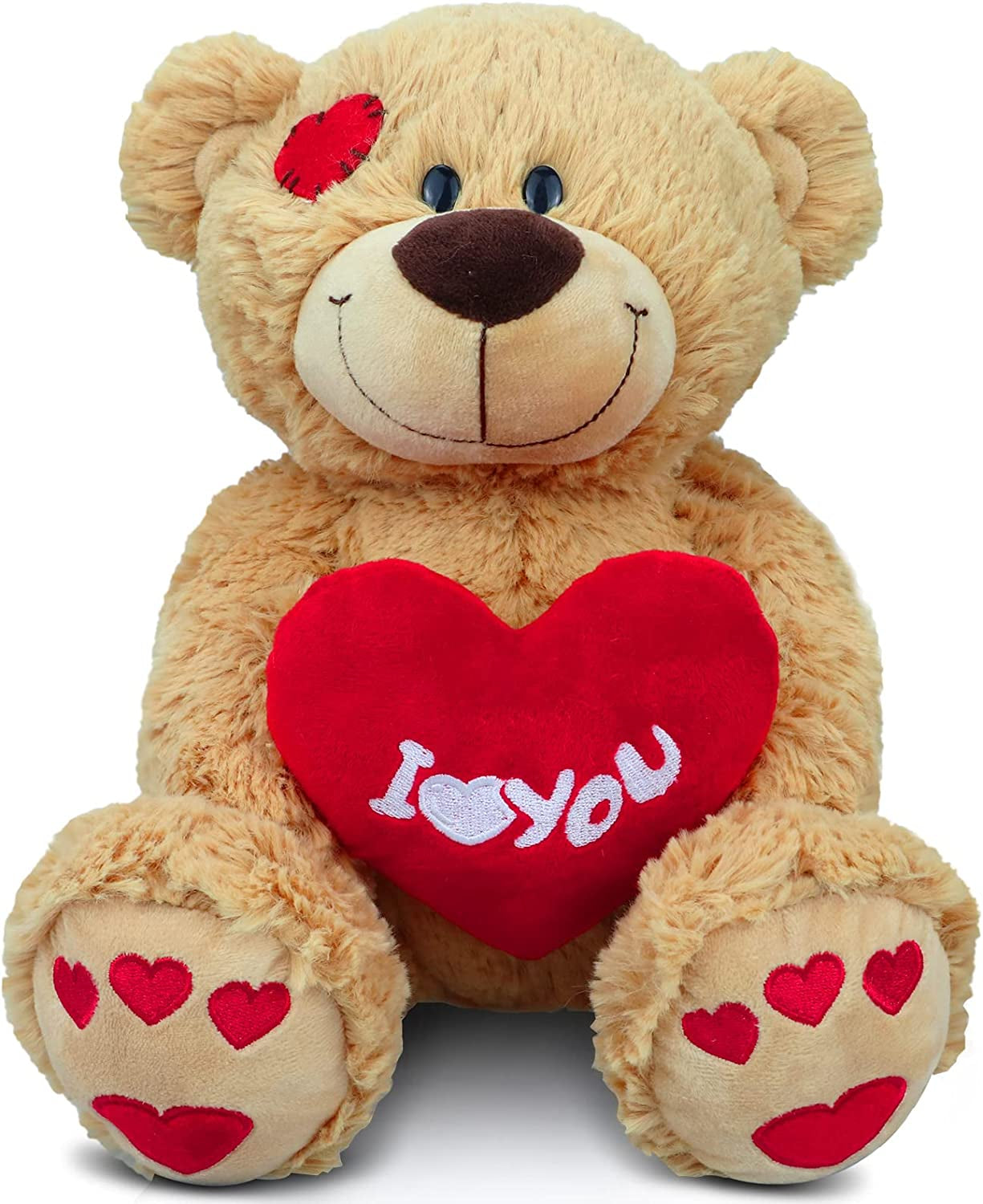 Teddy Bear Stuffed Animals, 10" Plush Stuffed Bear with Red Heart Pillow for Her/Him/Girlfriend/Boyfriend/Babies/Kids/Mom, Unique Gifts for Valentine'S Day/Anniversary/Birthday (Tan)