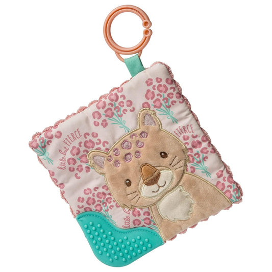 Mary Meyer Crinkle Teether Toy with Baby Paper and Squeaker, 6 X 6-Inches, Little but Fierce Leopard