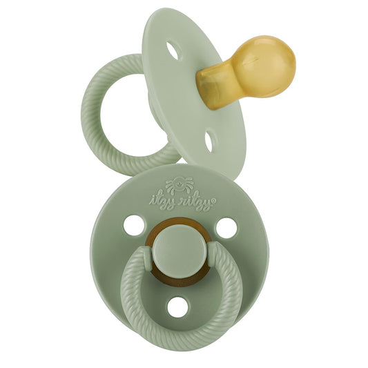 Itzy Ritzy Natural Rubber Pacifiers, Set of 2 – Natural Rubber Newborn Pacifiers with Cherry-Shaped Nipple & Large Air Holes for Added Safety; Set of 2 in Succulent & Agave, Ages 0 – 6 Months