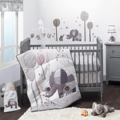 Bedtime Originals Elephant Love Musical Baby Crib Mobile Soother Toy - Gray