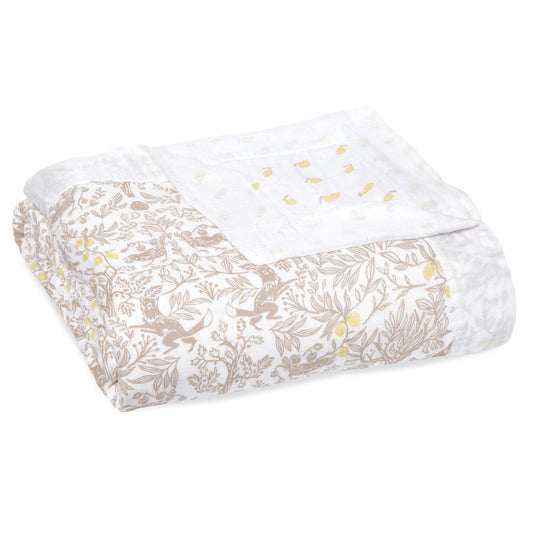 Aden + Anais Dream Blanket, 100% Cotton Muslin, 4 Layer Lightweight and Breathable, Oversized 60" X 72", Natural Woodland