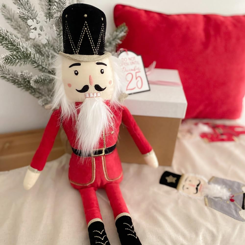 MON AMI Red Nutcracker Shelf Sitter Plush Doll – 19”, Traditional Nutcracker Soldier Doll, Nutcracker Figures, Christmas Decorations, Great