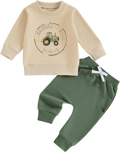 Toddler Baby Boy Clothes Crewneck Sweatshirt Long Sleeve Letter Print Shirt with Pants Cute Fall Winter Outfits