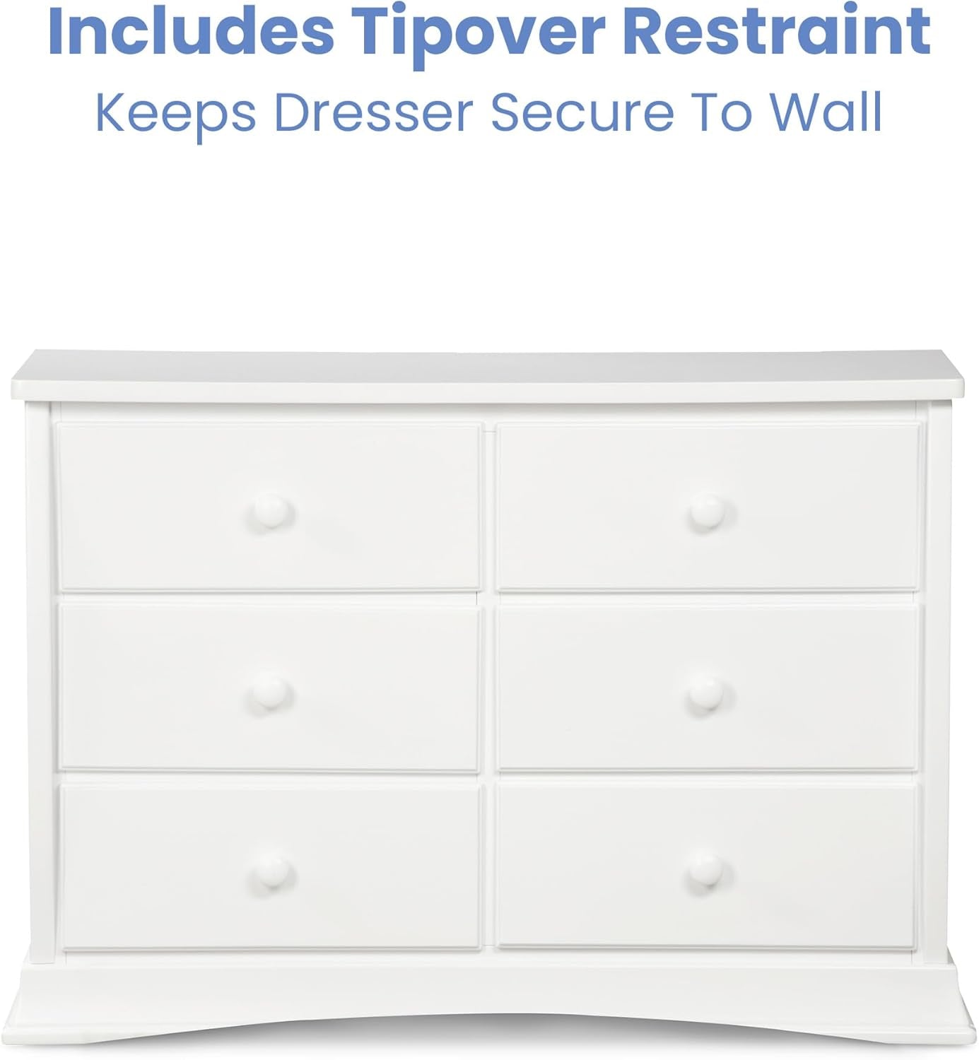 Delta Children Bentley 6 Drawer Dresser with Interlocking Drawers - Greenguard Gold Certified, White