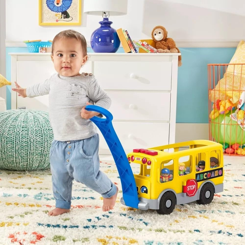 Fisher-Price Little People Toddler Learning Toy, Big Yellow Bus Musical Pull-Along Vehicle for Pretend Play Kids Ages 1+ Years