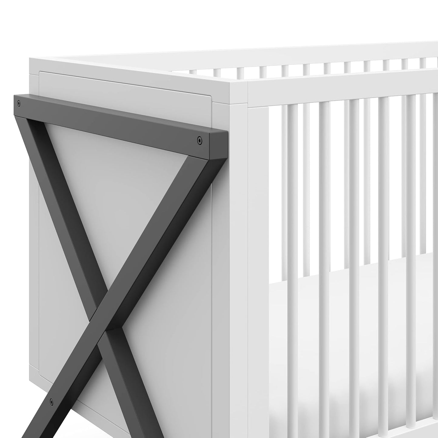 Storkcraft Equinox 3-In-1 Convertible Crib (Gray) – Easily Converts to Toddler Bed and Daybed, 3-Position Adjustable Mattress Support Base, Modern Two-Tone Design for Contemporary Nursery