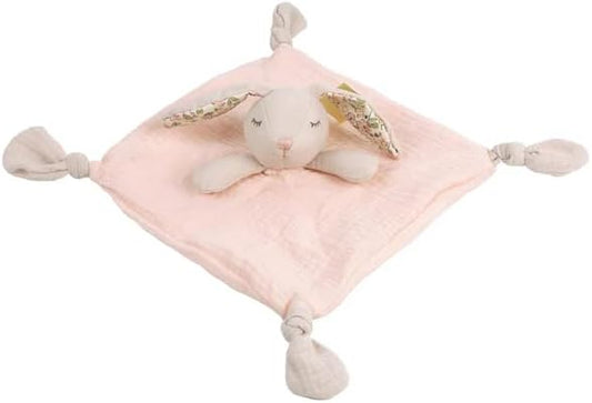 MON AMI Petit Bunny Security Blankie for Babies 10”, Cotton Lovey Blanket with Soft Stuffed Animal, Knotted Security Blanket for Newborns