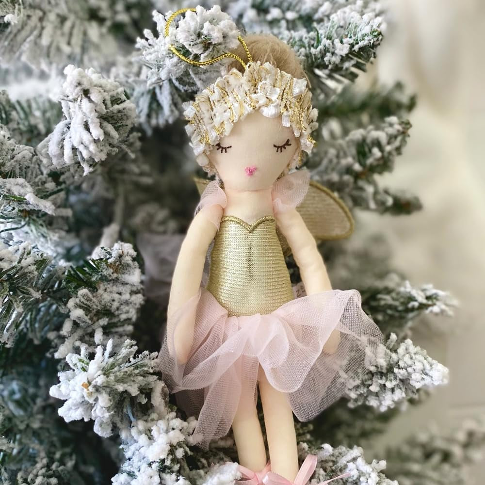 MON AMI Plush Ballerina Doll Christmas Ornament – 10”, Cute Angel Doll Hanging Pendant, Holiday Home Décor & Christmas Decorations, Ideal Gift for Christmas