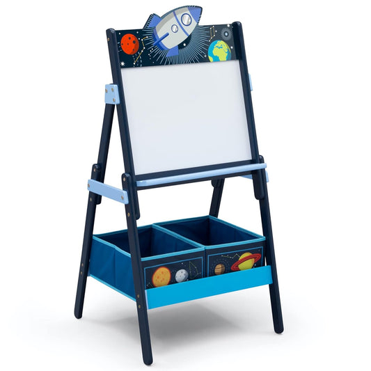 Delta Children Space Adventures Wooden Activity Easel with Storage - Ideal for Arts & Crafts, Drawing, Homeschooling and More - Greenguard Gold Certified, Blue