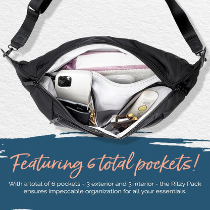 Itzy Ritzy - Fanny Pack & Crossbody Diaper Bag 6 Pockets, Use as Crossbody, Belt or Shoulder Bag