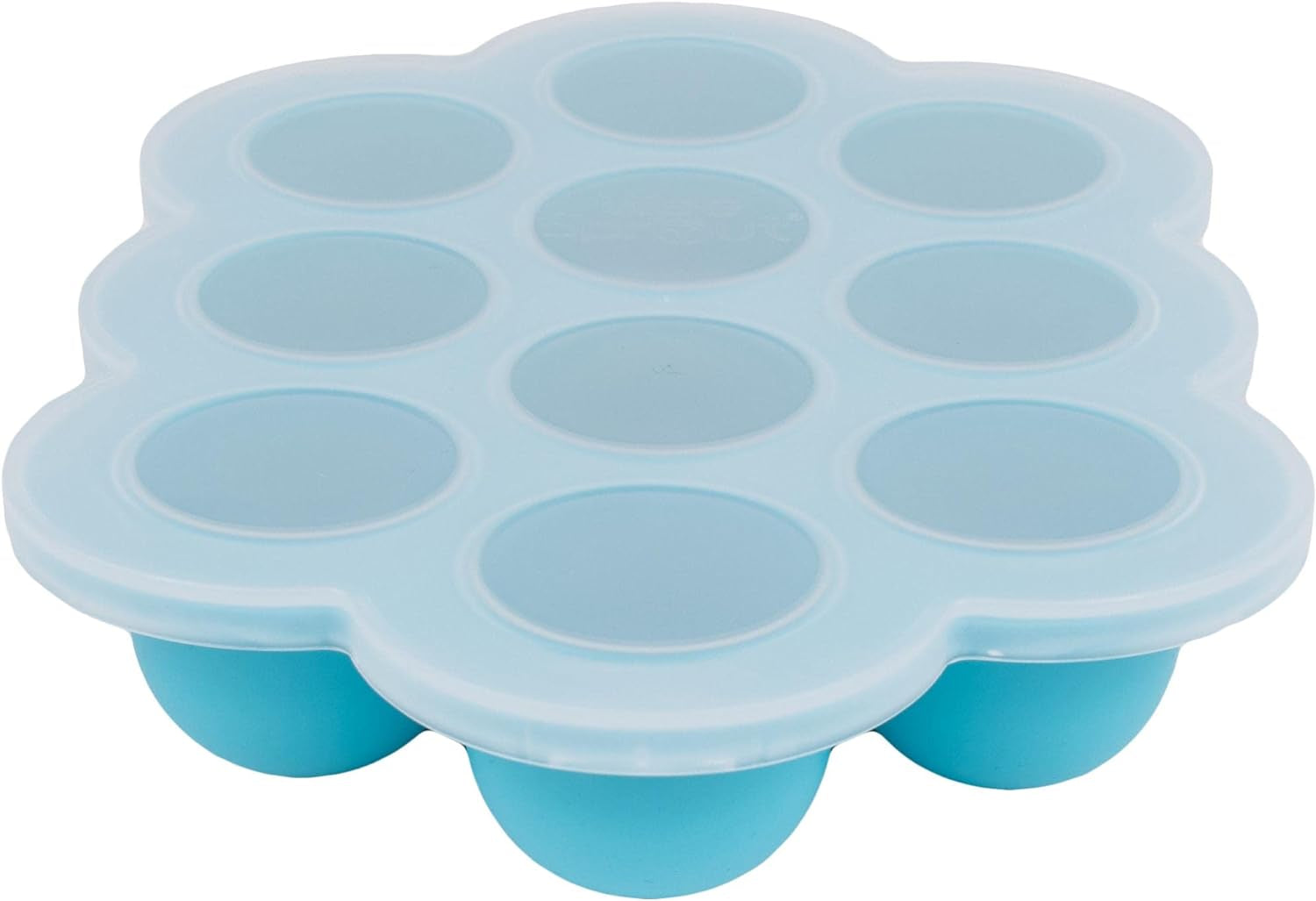 Weesprout Silicone Freezer Tray with Clip on Lid Perfect Food Storage Container for Homemade Baby Food, Vegetable, Fruit Purees, and Breast Milk (Bright Blue, Ten 1.5 Ounce Sections)