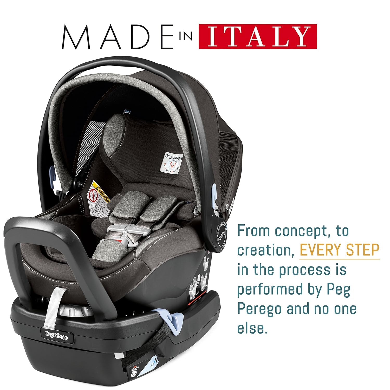 Peg Perego Ypsi Travel System - Includes Ypsi Lightweight Reversible Stroller and Primo Viaggio 4-35 Nido Infant Car Seat - Made in Italy - Atmosphere (Grey)