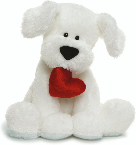 GUND Valentine’S Day Romeo Dog Holding Heart Plush Stuffed Animal, 10”, White (4061387)