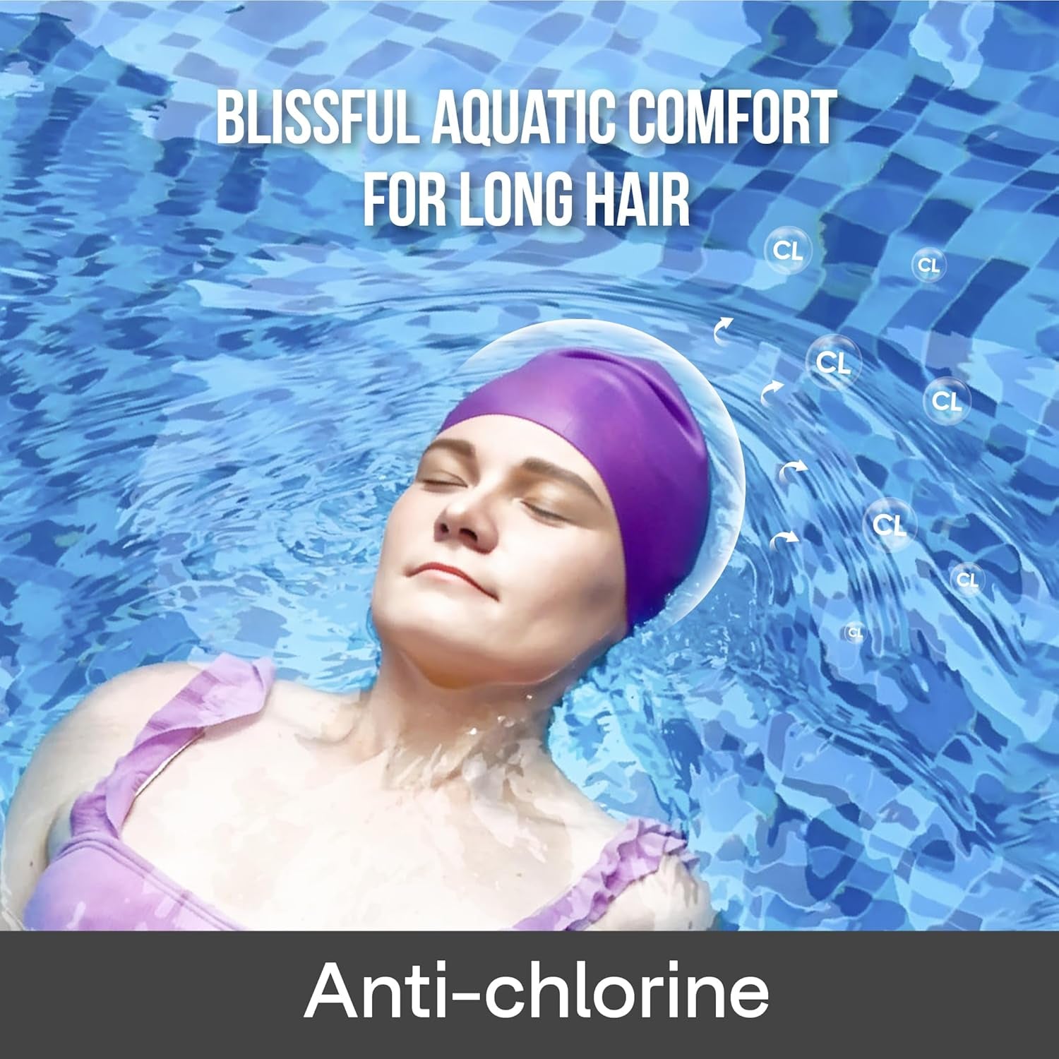 Chippi & Co Swim Cap Women, Men, Best Swim Cap to Keep Hair Dry, Pool Hair Protection, Cool Waterproof, Comfortable, Non-Slip