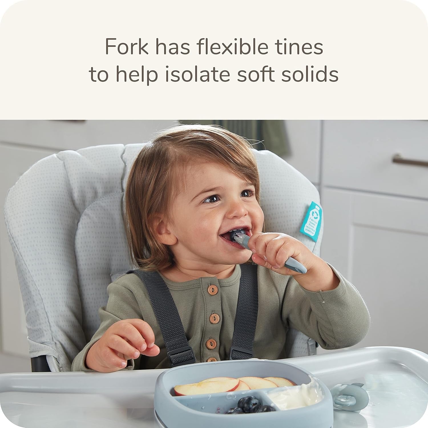 NUK for Nature Pretensil Dipper Spoon and Fork Set, Easy to Grip for Self-Feeding Development, Mess-Free Feeding, Top Rack Dishwasher-Safe, BPA & Latex-Free