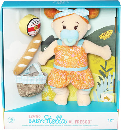 Manhattan Toy Wee Baby Stella Peach Al Fresco 12" Soft Baby Doll Set for Toddlers 12 Months and Up