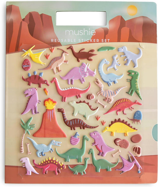 Mushie Reusable Sticker Book Set (Dino) | 100+ Removable Puffy Stickers | Arts & Crafts Activity for Kids | Ages 3+