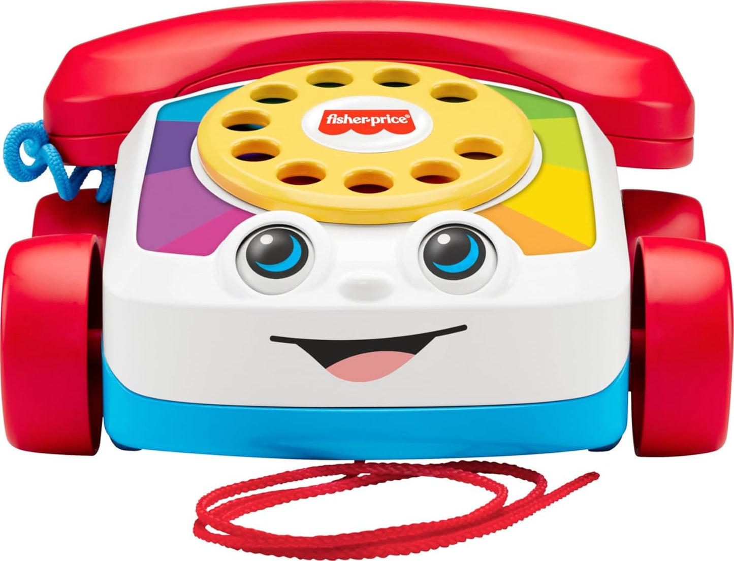 Fisher-Price Toddler Pull Toy Chatter Telephone Pretend Phone with Rotary Dial and Wheels for Walking Play Ages 1+ Years