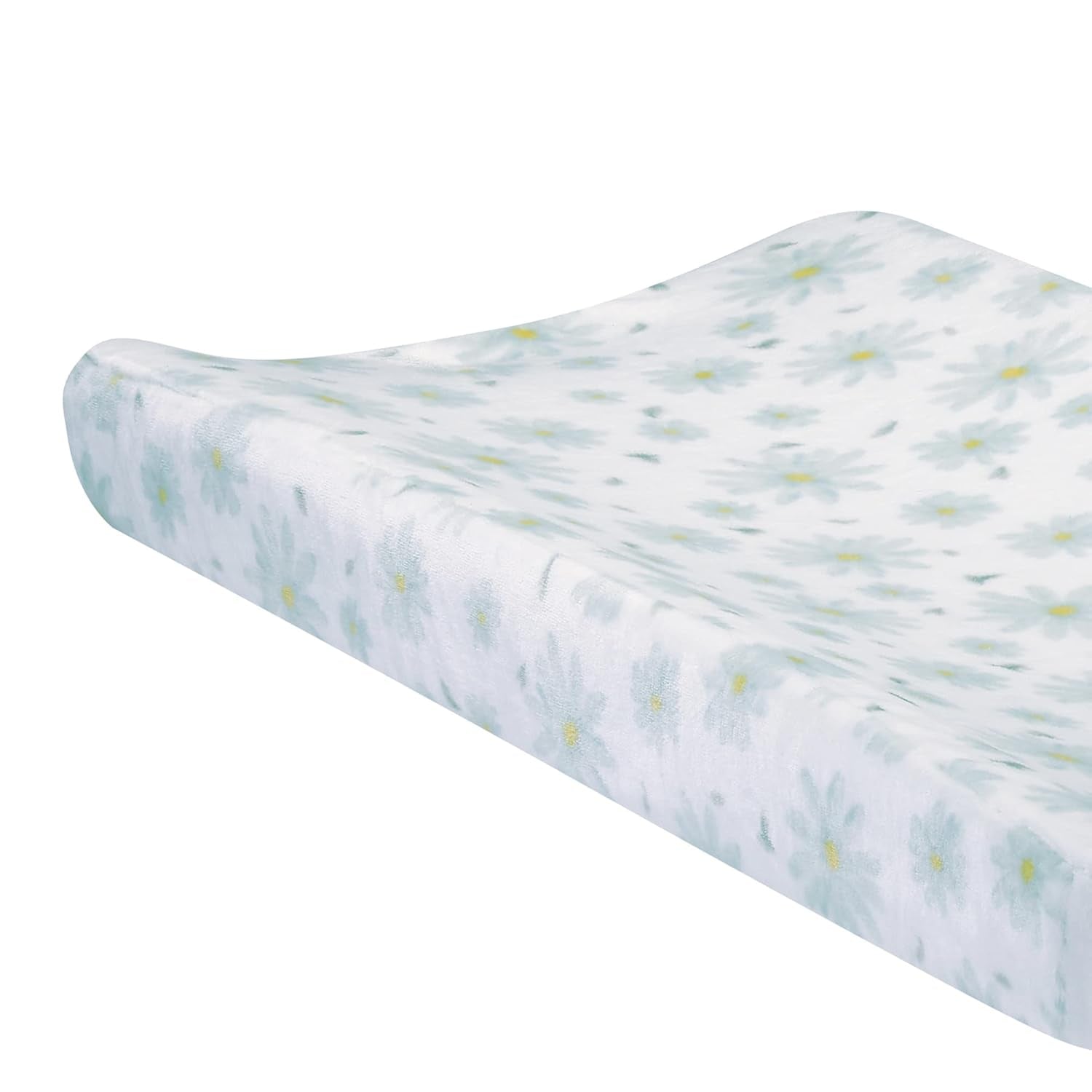 Lambs & Ivy Sweet Daisy White/Blue Flowers Changing Pad Cover