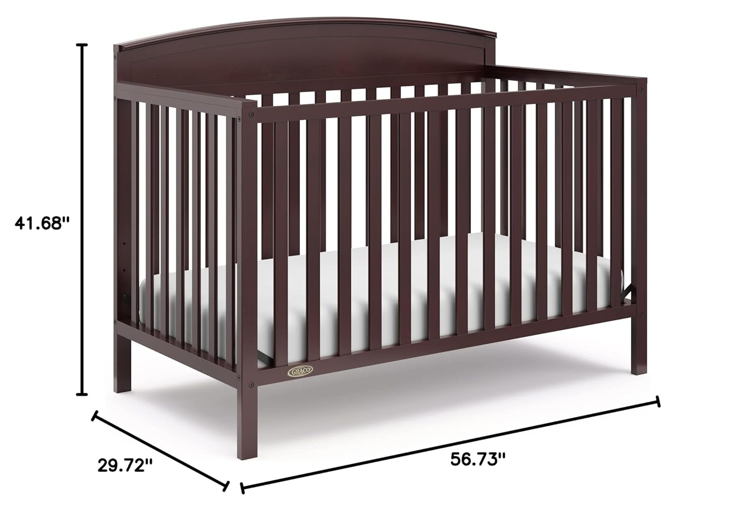 Graco Benton 5-In-1 Convertible Crib (Espresso) – GREENGUARD Gold Certified, Converts from Baby Crib to Toddler Bed, Daybed and Full-Size Bed, Fits Standard Full-Size Crib Mattress