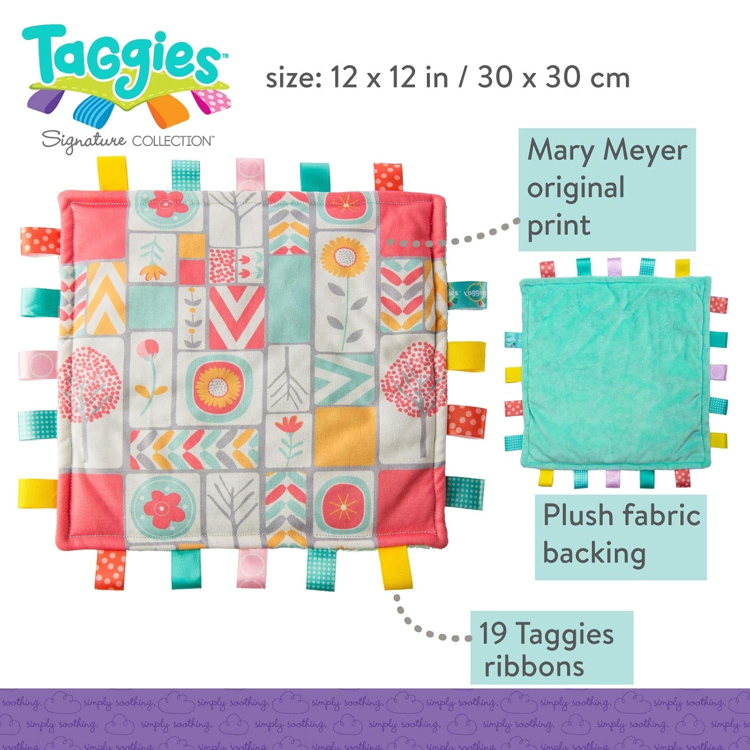 Taggies Original Blanket, 12 X 12", Comfy Bunnies