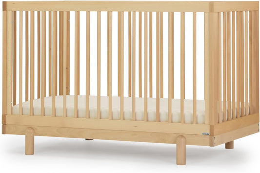 Dadada Baby Bliss 4-In-1 Convertible Crib to Toddler Bed and Floor Bed – Modern Wooden Crib Made in Italy, GREENGUARD Gold Certified Small Baby Crib (Natural)