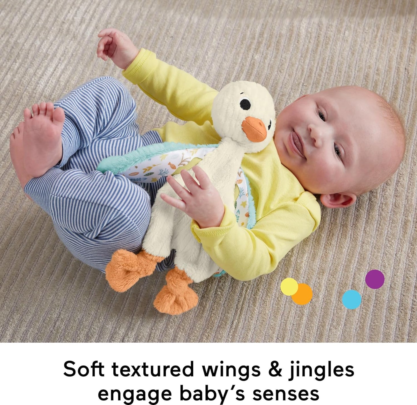 ​Fisher Price Baby Sensory Toy Snuggle up Goose Plush with Jingle Sounds for Developmental Play Newborns Ages 3+ Months